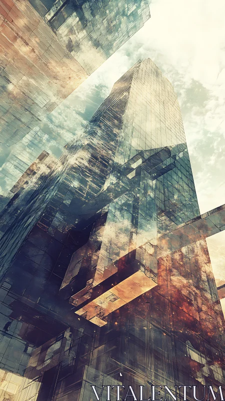 Urban Towers Double Exposure with Cloud Overlay.
