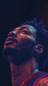 Sweat-lit dreamer studies the rafters like distant galaxies