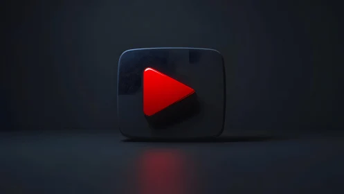 3D YouTube Play Button Icon on a Dark Minimalist Background.