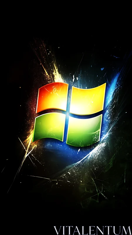 Windows-inspired quad panel logo explodes with neon energy