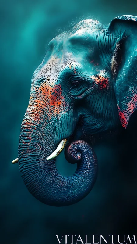 Dreamy turquoise elephant bathed in gentle underwater light.