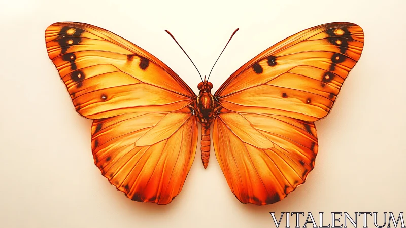 Orange butterfly specimen displayed in symmetrical top view