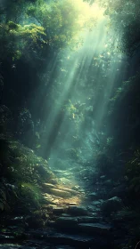 Emerald Canyon Light: Sacred Forest Illumination