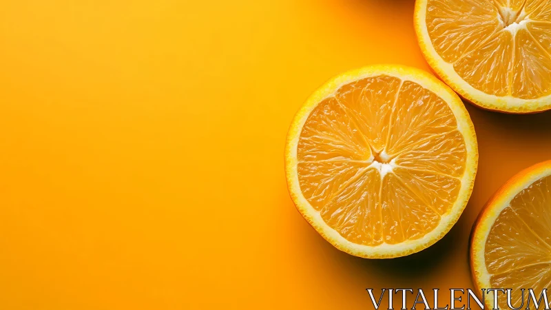 Sunny citrus halves glowing on bold yellow backdrop.