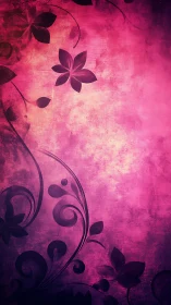 Crimson Whispers: Floral Silhouettes Dance Through Radiant Decay.