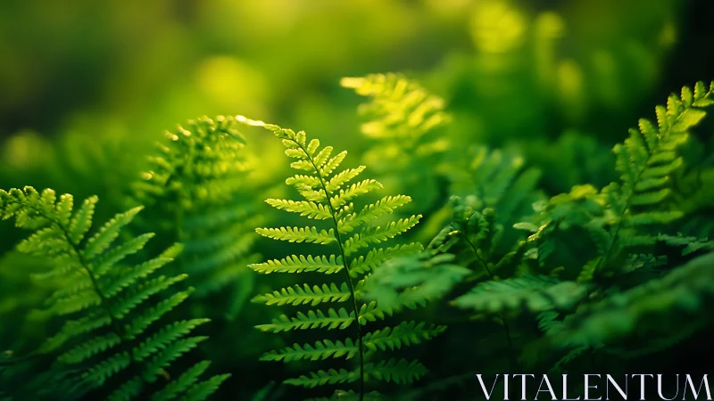 Backlit fern fronds in shallow-depth optical macro field.