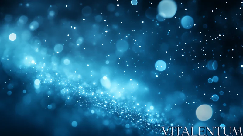 Blue bokeh particle field with shallow depth of focus.