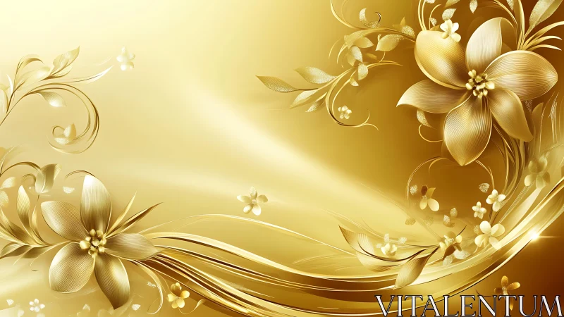 Golden Floral Elegance Blooms with Timeless Ornamental Beauty