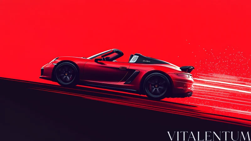 Scarlet roadster slices uphill through a neon-red horizon
