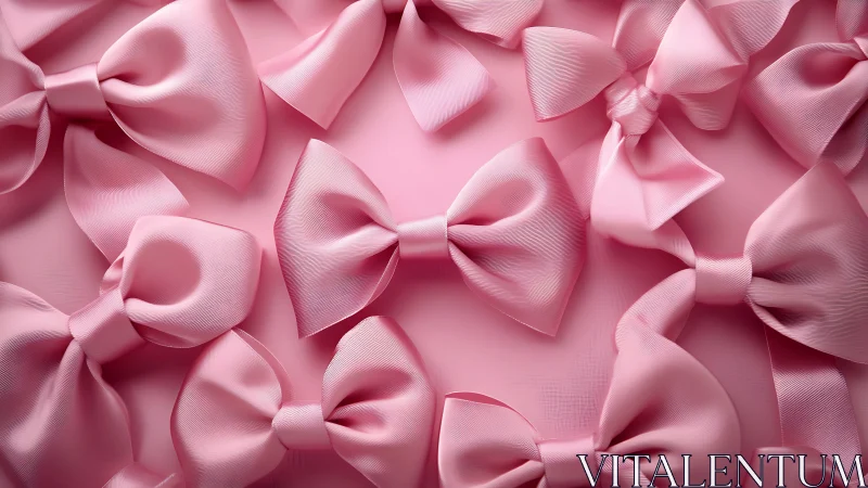 Pink Ribbon Bows Pattern - Layered 3D Textile Composition