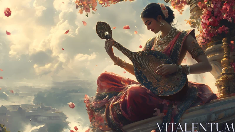 Sky-breeze sitarist weaving rose-gold songs above dawn.