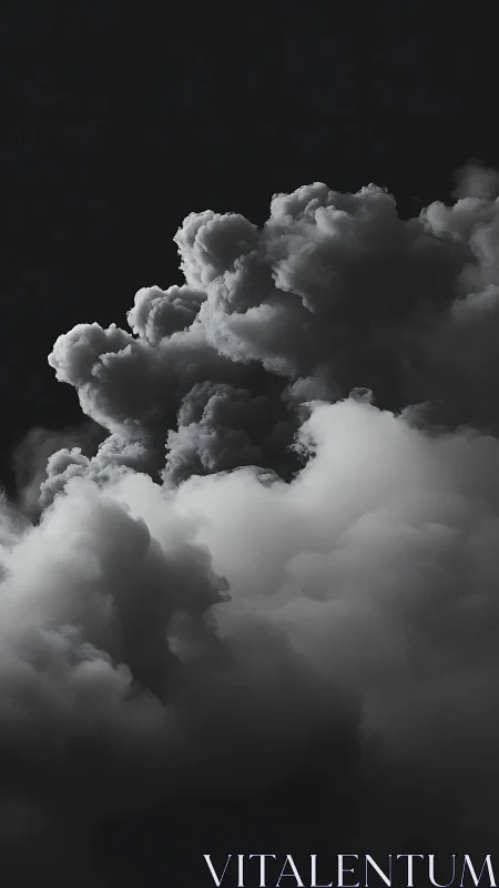 Storm clouds rise in dramatic monochrome sky study.