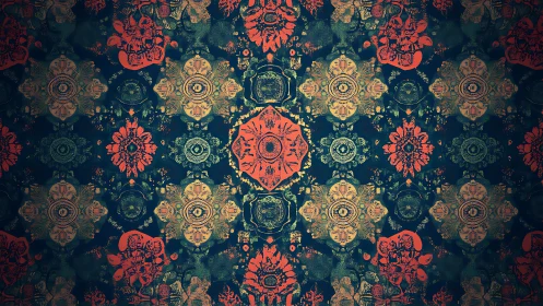 Radial floral tessellation with layered ornamental symmetry.