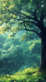 Enchanted Sunlight Through Ancient Tree Branches