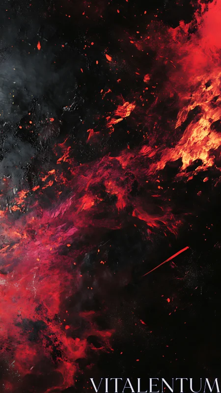 Explosive fire and smoke dispersal pattern against dark background.