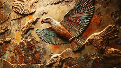 Majestic Eagle Wall Relief in Rustic Artistic Style.