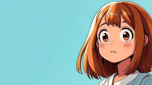 Wide-frame cel-shaded anime portrait with teal negative space.