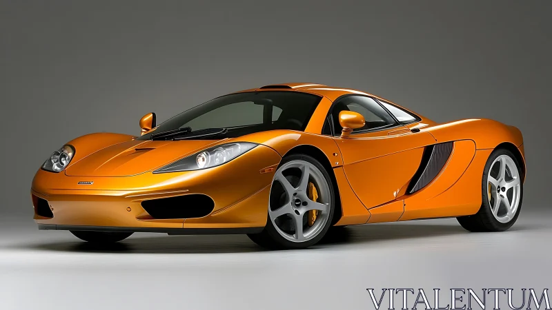 Molten tangerine supercar poised like a stalking comet.