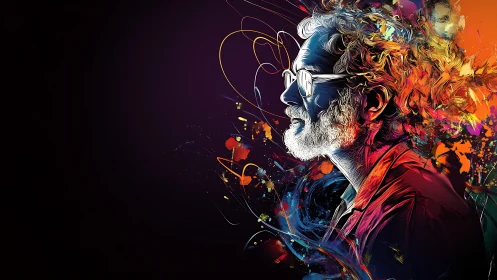 Vibrant neon portrait captures creative mind in motion