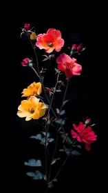 Radiant Garden Blooms Against Black Velvet.