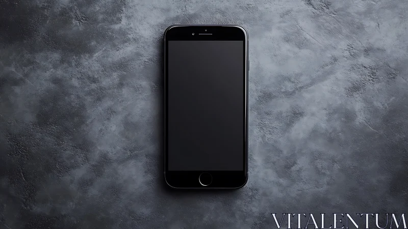 Modern Smartphone Rests on Textured Concrete Surface