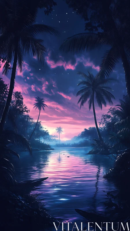 Tropical Lagoon Twilight Paradise.