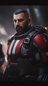 Brooding space commander studies the unseen battlefield