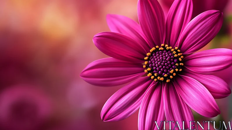 Magenta Daisy-Type Flower with Yellow Center Disc Structure
