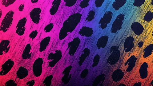 Neon leopard spots overlay bold rainbow gradient texture.