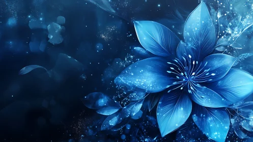 Luminous Blue Flower Dancing in Starlight.