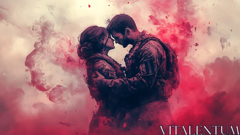 Intimate Moment Dissolves Into Pink Watercolor Ethereal Atmosphere.