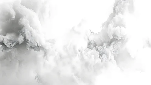 Ethereal white smoke clouds in minimal abstract composition.
