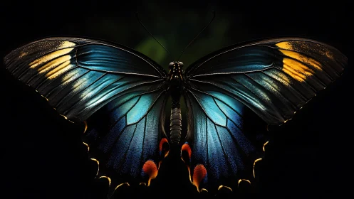 Detailed dorsal view records iridescent butterfly wing structure