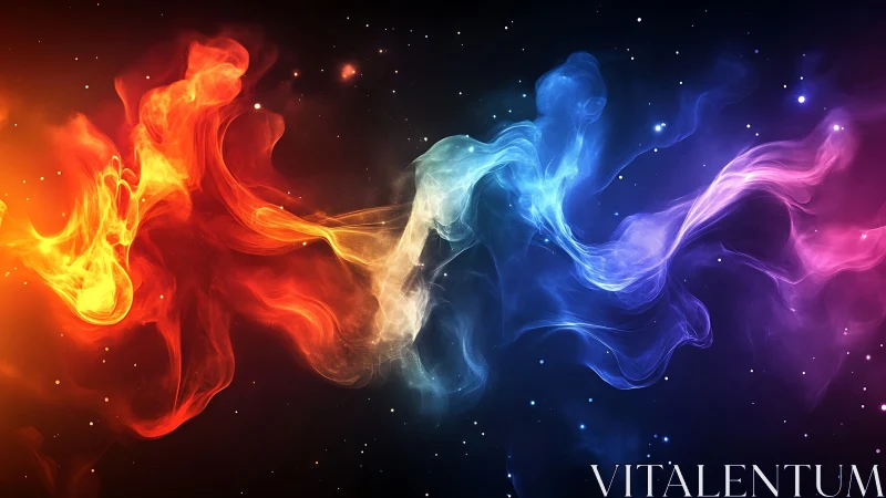 Chromatic plasma filaments in dynamic nebular fluid simulation.