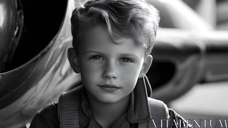 Young Boy Portrait in Dramatic Black and White