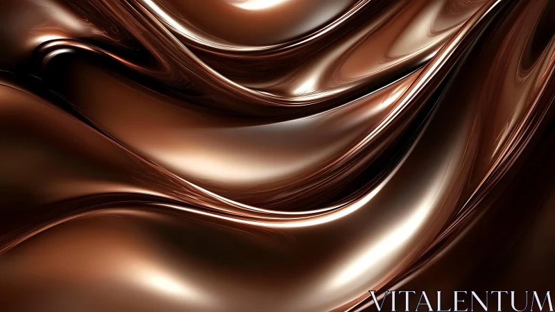 Abstract flowing chocolate waves in glossy digital art style.