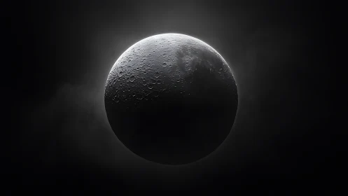 Moon surface sphere rendered with directional backlighting