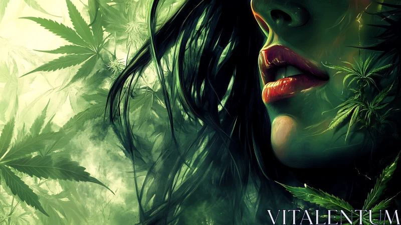 Lush green muse merges softly with glowing forest leaves