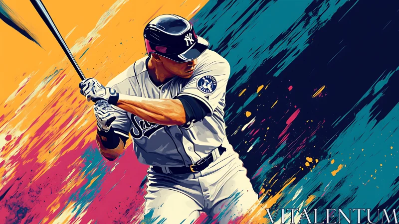 Dynamic baseball batter rendered in high contrast digital vector art