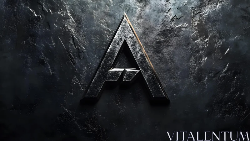 Metallic Letter A Logo on Textured Dark Stone Background.