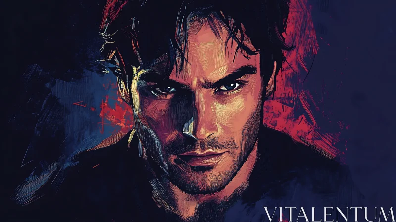 Intense male portrait in bold digital brush strokes.