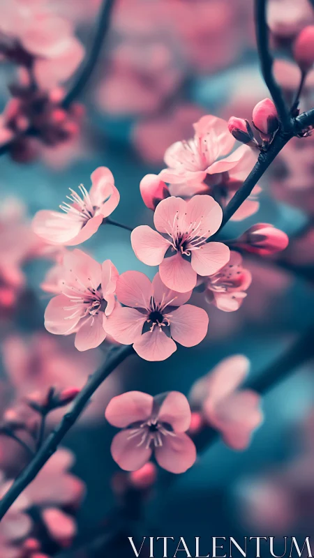 Cherry Blossoms Bloom Against Twilight's Tender Embrace