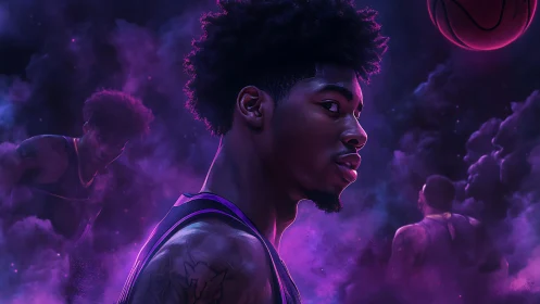 Confident young hooper glowing in dreamy purple light.