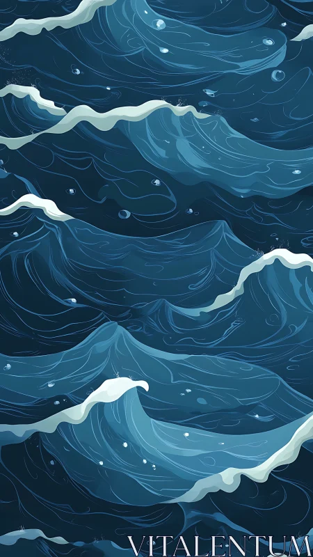 Gentle midnight waves curling into a soothing seascape.