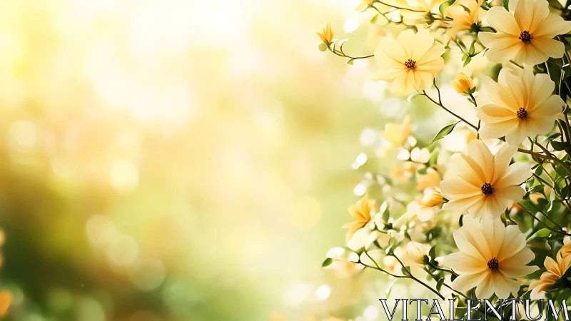 Golden Daisies in Soft Focus Garden Light