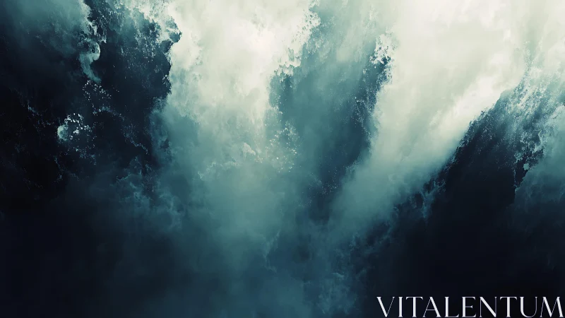 Dramatic Ocean Wave Abstract with Moody Dark Blue Tones.