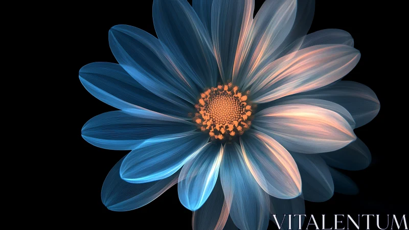 Luminous digital blossom glows in midnight petalscape.