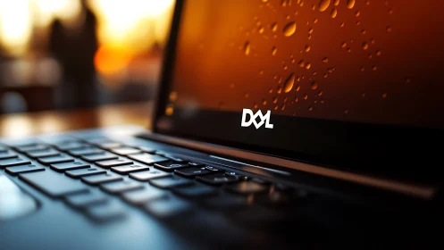 Sleek laptop keyboard glows under warm backlit display