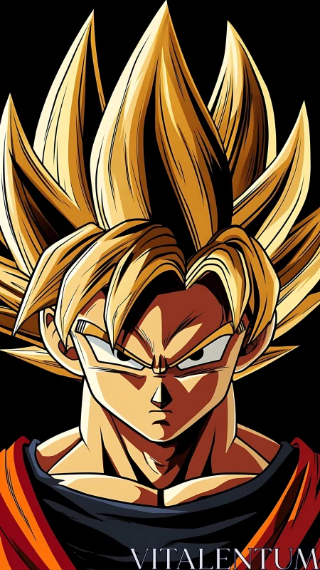 Gravity-defying golden warrior glares through cosmic silence