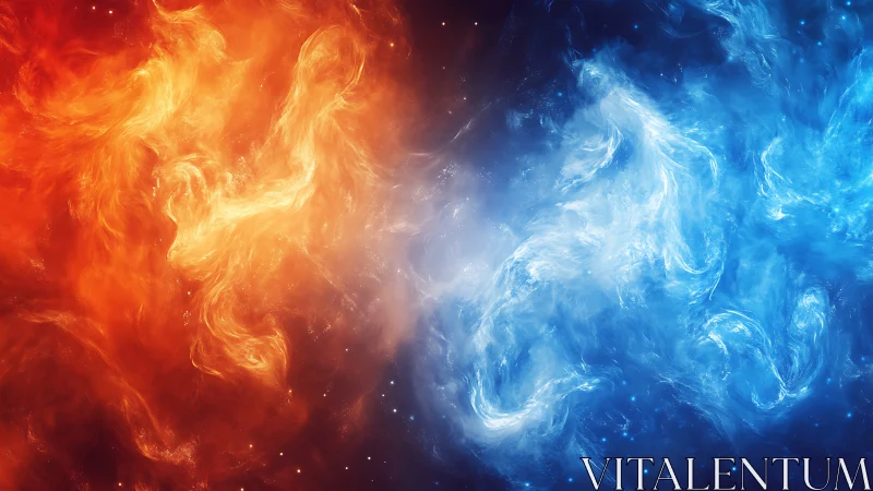 Dual Elemental Forces: Fire and Ice Energy Collision in Cosmic Space